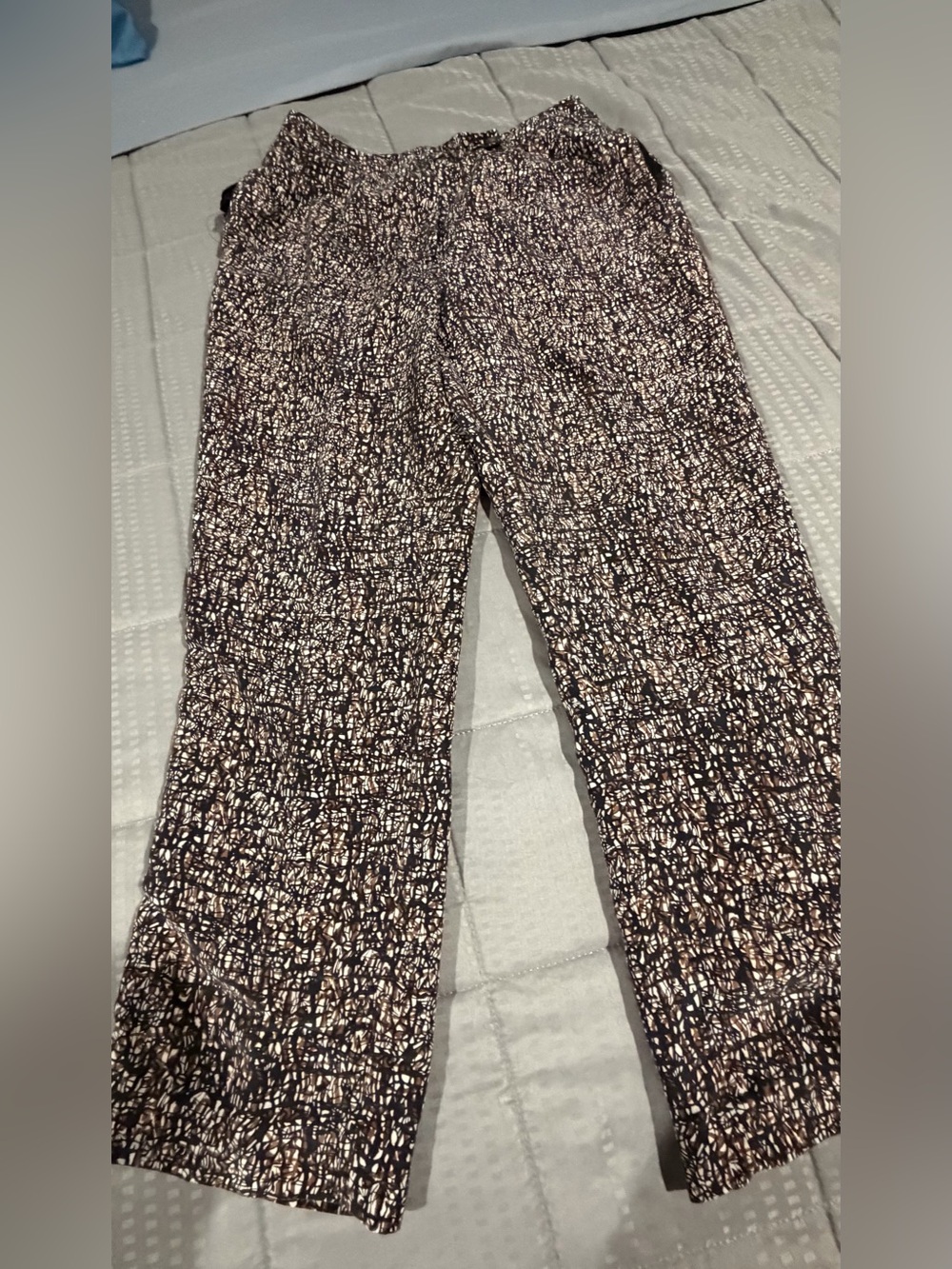 Alfani Black and Cream Printed lined Straight-Leg Pants